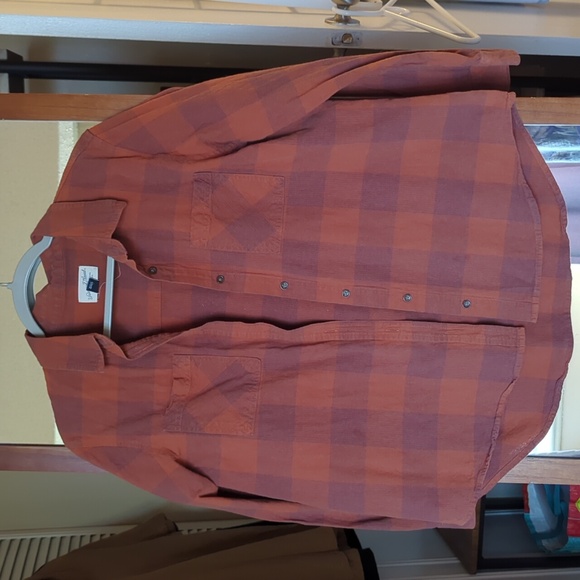Orange Plaid Button-Up Shirt - Picture 1 of 8